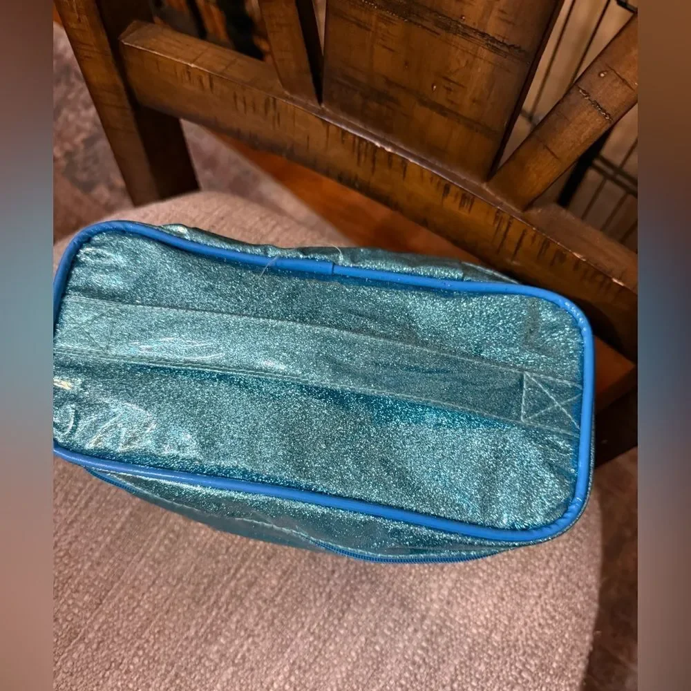 Elsa blue glitter cosmetic bag